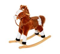 HOMCOM Cavallo a Dondolo Legno con Suono Animale Regalo Giocattolo per i Bambini 74 x 28 x 65cm Marrone Aosom