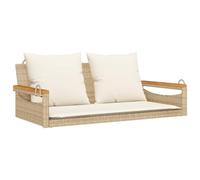 Dondolo con Cuscini Beige 109x62x40 cm resina intrecciata | Resina intrecciata, poli rattan, cuscini spessi, anelli di fissaggio, telaio in acciaio, giardino