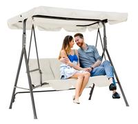 Garden Friend Dondolo A 3 Posti Linear struttura in acciaio seduta e copertura in poliestere portata massima 260 kg a tinta unita beige - beige multimateriale D953007