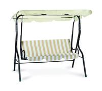 Dondolo in Tubolare Acciaio 3 Posti Beige Rigato