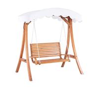 Dondolo da Esterno in Legno di Larice Tessuto Bianco 2 Posti Tettuccio
