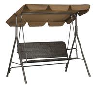 Dondolo da Giardino 3 Posti 167x112x153 cm in Rattan PE e Acciaio Marrone