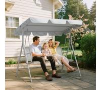 Dondolo da Giardino 3 Posti con Tetto Parasole Rimovibile, 171x108x154 cm, Grigio Chiaro