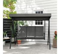 Dondolo da Giardino 3 Posti con Tettuccio Parasole Regolabile, 2x133x176 cm, Grigio Scuro