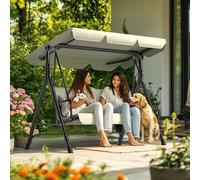 Dondolo da giardino a 3 posti con baldacchino regolabile | Sedia a sdraio da giardino a dondolo | Panca a dondolo ergonomica resistente alle intemperie | Ideale per giardino e terrazza | Montaggio