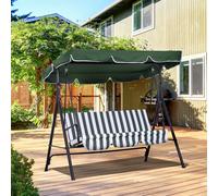 Dondolo da Giardino a 3 Posti con Tettuccio Inclinabile e Cuscini, 172x110x153 cm, Verde
