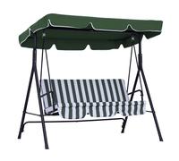 Dondolo da Giardino a 3 Posti con Tettuccio Inclinabile e Cuscini, 172x110x153 cm, Verde