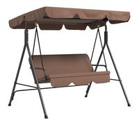 Dondolo Da Giardino A 3 Posti Con Tettuccio Parasole Inclinabile E Cuscini, 172x110x153 Cm, Marrone E Nero