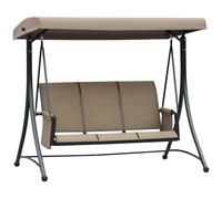 Dondolo Da Giardino A 3 Posti Con Tettuccio Regolabile E Tasche Portaoggetti Marrone 196x128x172cm