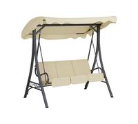 Dondolo da Giardino Struttura in Acciaio con Cuscini e Tettuccio Beige Garbo