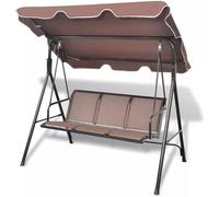 Bakaji Dondolo Da Giardino 3 Posti Colore Brown Tetto Parasole Struttura in Acciaio Inox Seduta in Texilene Traspirante Dimensioni 175 x 112 x 155 cm (Marrone)