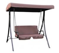 DONDOLO GIARDINO 2 POSTI TETTO PARASOLE ALTALENA ACCIAIO CUSCINO RELAX MOKA