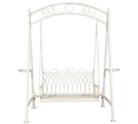 Dondolo Giardino 3 Posti Ferro Bianco Stile Antico Esterno Panchina Vintage