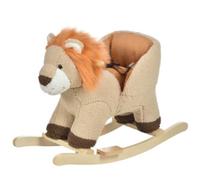 HOMCOM Dondolo Giocattolo a Forma di Leone per Bambini 18-36 Mesi, Ruggisce (3 Batterie Incluse), in Legno e Peluche