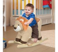 Dondolo Giocattolo a Forma di Leone per Bambini 18-36 Mesi, Ruggisce (3 Batterie Incluse), in Legno e Peluche