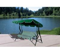 DONDOLO IN ACCIAIO A 3 POSTI 170x110x153 CON CUSCINI TELO COPERTURA VERDE RIGHE