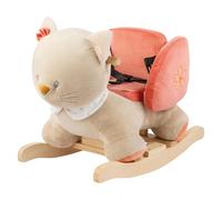 Nattou Dondolo, Gatto Lana, Inclusa Cintura di Sicurezza, Allegro Dondolio Avanti e Indietro, Ca. 60 x 30 x 45 cm, Mila, Zoe e Lana, Poliestere/Legno, Beige