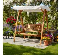 Dondolo Noemi 2 Posti in Legno Con Telo Copertura Bianco cm 185x122 x h. 188