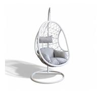 Dondolo ovale in metallo con seduta in wicker bianco con diametro 95xH195 cm