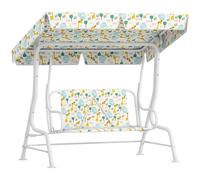 Dondolo Per Bambini Da Esterno A 2 Posti Con Tettuccio Regolabile E Cinture Di Sicurezza, 112x75x120 Cm, Bianco