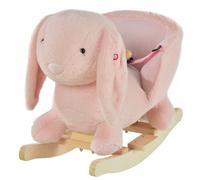 Dondolo per Bambini in Legno Coniglio in Peluche con Suoni Rosa