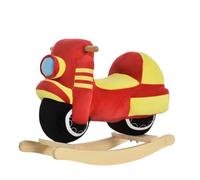 Dondolo per Bambini in Legno Moto in Peluche 60x25,5x48 cm con Suoni Rosso e Giallo