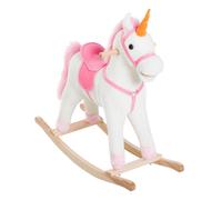 Dondolo per Bambini in Legno Unicorno Cavalcabile Bianco e Rosa