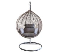 Dondolo poltrona sospesa da esterno con struttura in acciaio e wicker grigio Grace