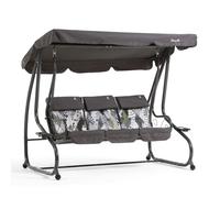 Dondolo reclinabile da giardino 3 Posti con funzione letto e tettuccio regolabile, cuscini imbottiti 7 cm con poggiatesta rimovibili e struttura in acciaio verniciato Mizar (Grigio Matrix)