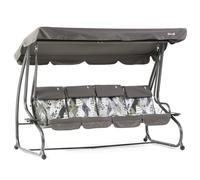 Dondolo reclinabile da giardino 4 Posti con funzione letto e tettuccio regolabile, cuscini imbottiti 7 cm con poggiatesta rimovibili e struttura in acciaio verniciato Mizar XL (Grigio Matrix)
