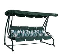 Dondolo reclinabile da giardino 4 Posti con funzione letto e tettuccio regolabile, cuscini imbottiti 7 cm con poggiatesta rimovibili e struttura in acciaio verniciato Mizar XL (Verde Matrix)