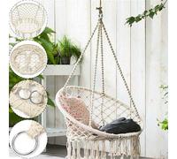 Dondolo Sedia Altalena Sospesa Macramè Lavorata Shabby Corda Giardino Amaca