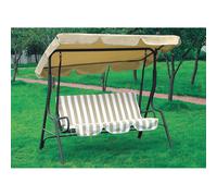 Dondolo Sofa 3 Posti in Acciaio Verniciato Telo Bianco/Beige