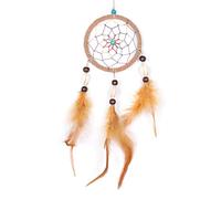 DonDon Acchiappasogni con perle e vere piume beige Ø 9 cm