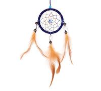 DonDon Acchiappasogni con perle e vere piume blu Ø 9 cm