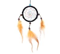 DonDon Acchiappasogni con perle e vere piume nero Ø 9 cm