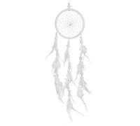 DonDon Acchiappasogni Dreamcatcher con perle e vere piume Bianco - Ø 11 cm