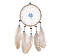 DonDon Acchiappasogni Dreamcatcher con perle e vere piume Marroncino - Ø 14 cm