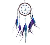 DonDon Acchiappasogni Dreamcatcher con perle e vere piume Marrone - Ø 11 cm