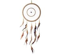 DonDon Acchiappasogni Dreamcatcher grande con perle e vere piume Marrone - Ø 28 cm
