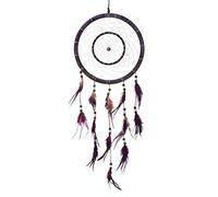 DonDon Acchiappasogni Dreamcatcher grande con perle e vere piume Marrone scuro - Ø 28 cm