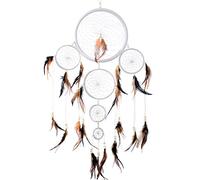 DonDon Acchiappasogni Dreamcatcher grande XXL con perle e vere piume Bianco - Ø 28 cm