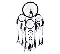 DonDon Acchiappasogni Dreamcatcher grande XXL con perle e vere piume Nero - Ø 28 cm