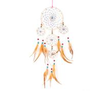 DonDon Acchiappasogni grande con perle e vere piume bianco natura Ø 16 cm