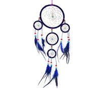 DonDon Acchiappasogni grande con perle e vere piume blu Ø 16 cm