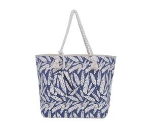 DonDon Borsa da spiaggia grande con chiusura zip 58 x 38 x 18 cm Shopper blu beige beach style