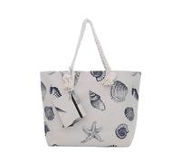 DonDon Borsa da spiaggia grande con chiusura zip 58 x 38 x 18 cm Shopper conchiglia colori naturali yacht style