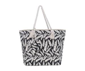 DonDon Borsa da spiaggia grande con chiusura zip 58 x 38 x 18 cm Shopper nero beige beach style