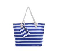 DonDon Borsa da spiaggia grande con chiusura zip 58 x 38 x 18 cm Shopper stile marinaro a righe beach bag