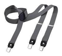 DonDon Bretelle da uomo eleganti strette 2,5 cm con 3 clip extra forti e toppa in pelle grigio